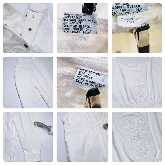 Vintage Jordache Girls Lace Bubble Denim Overalls Longall Romper Outfit 4 - Picture 2 of 16